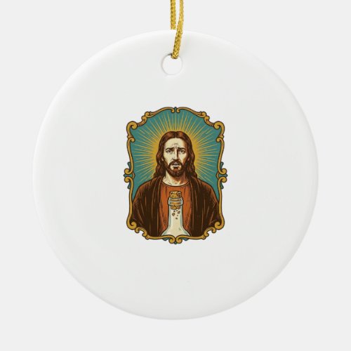 Jesus Broken Wine Cork Stuck Bottle Sommelier Part Ceramic Ornament