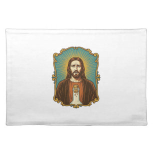 Jesus Broken Wine Cork Stuck Bottle Sommelier Part Cloth Placemat