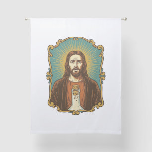 Jesus Broken Wine Cork Stuck Bottle Sommelier Part Sheer Curtains