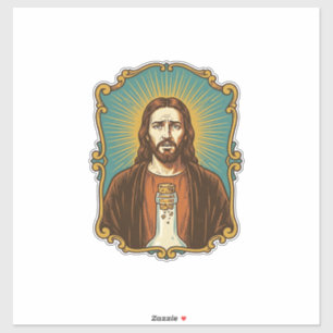 Jesus Broken Wine Cork Stuck Bottle Sommelier Part Sticker