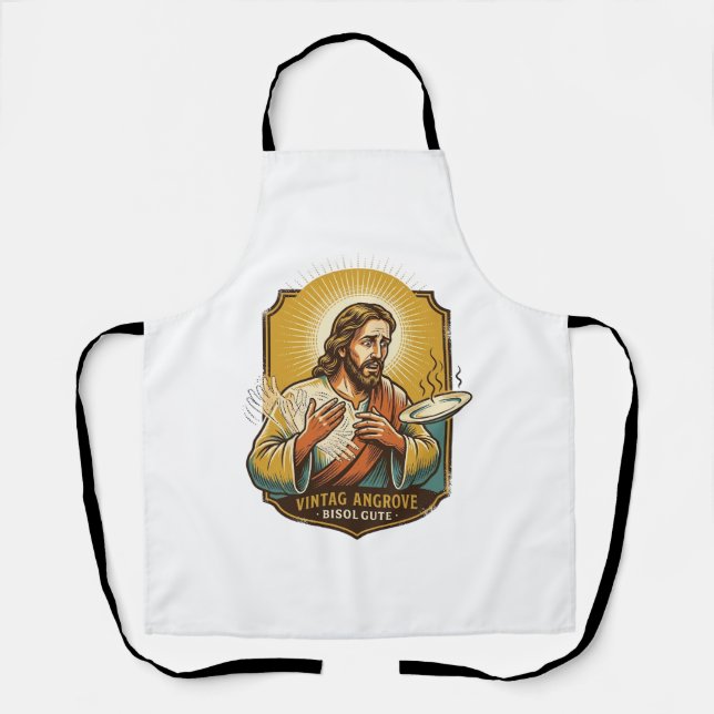 Jesus Burned Finger Taking Plate Out Microwave Kit Apron (Front)