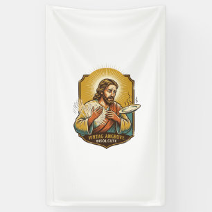 Jesus Burned Finger Taking Plate Out Microwave Kit Banner