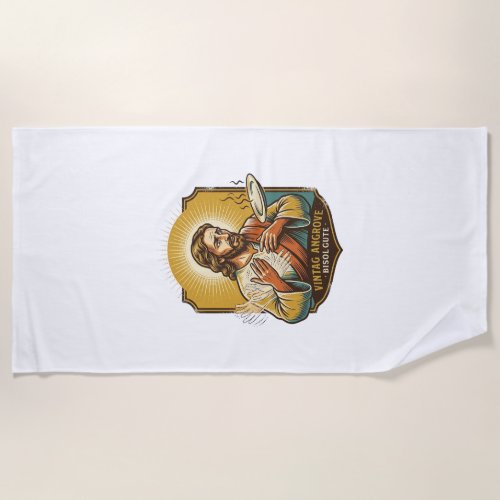 Jesus Burned Finger Taking Plate Out Microwave Kit Beach Towel