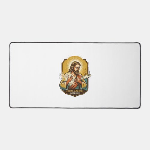 Jesus Burned Finger Taking Plate Out Microwave Kit Desk Mat