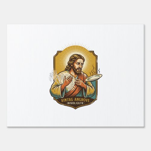 Jesus Burned Finger Taking Plate Out Microwave Kit Sign