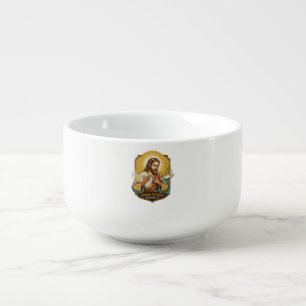 Jesus Burned Finger Taking Plate Out Microwave Kit Soup Mug