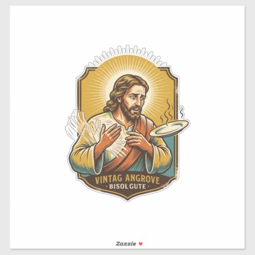 Jesus Burned Finger Taking Plate Out Microwave Kit Sticker