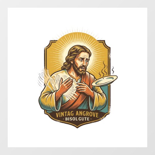 Jesus Burned Finger Taking Plate Out Microwave Kit Window Cling