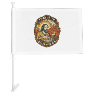 Jesus Burning Mouth Super Spicy Party Dip Humor_1 Car Flag