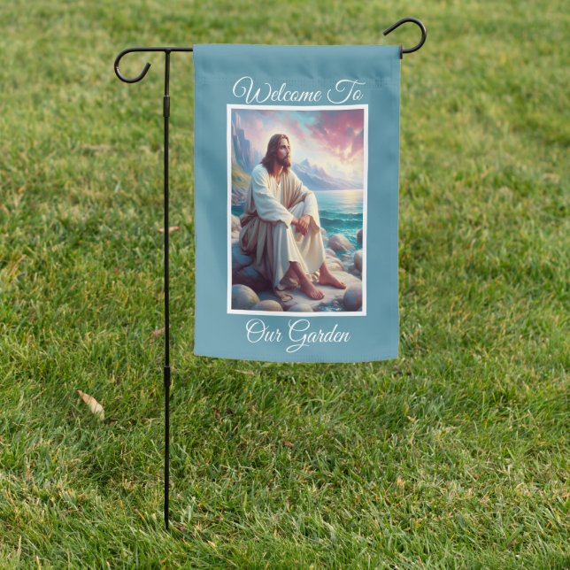 Jesus by the Shore  Garden Flag (In SItu)