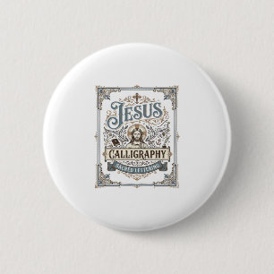 Jesus Calligraphy Sacred Lettering Jesus Calligrap Button