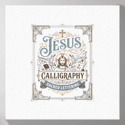 Jesus Calligraphy Sacred Lettering Jesus Calligrap Canvas Photo Tile