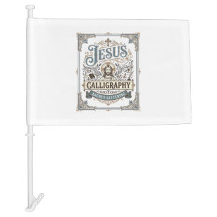Jesus Calligraphy Sacred Lettering Jesus Calligrap Car Flag
