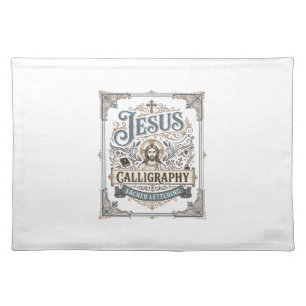 Jesus Calligraphy Sacred Lettering Jesus Calligrap Cloth Placemat