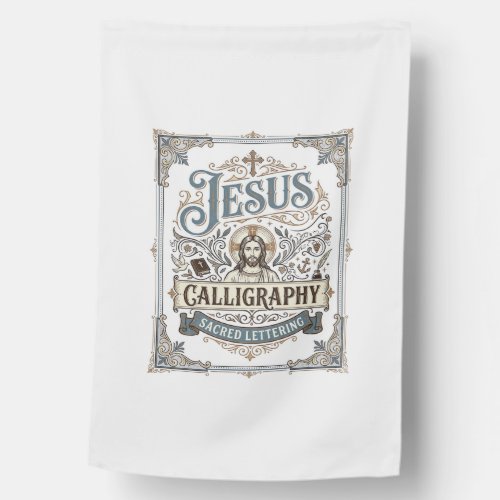 Jesus Calligraphy Sacred Lettering Jesus Calligrap House Flag