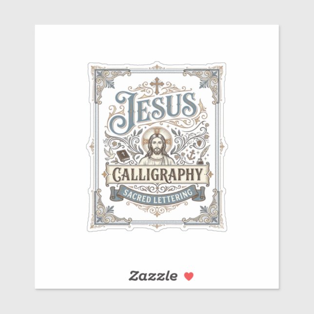 Jesus Calligraphy Sacred Lettering Jesus Calligrap Sticker (Sheet)
