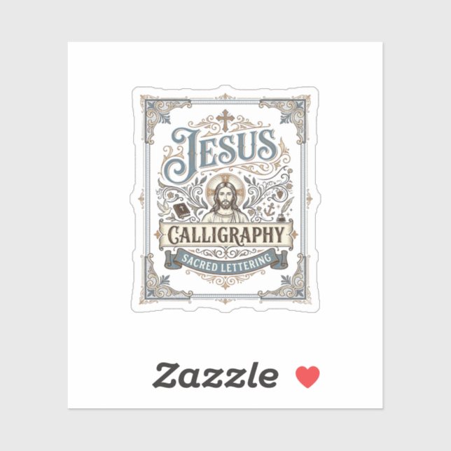 Jesus Calligraphy Sacred Lettering Jesus Calligrap Sticker (Sheet)
