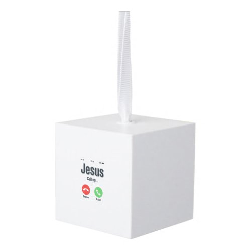 Jesus Calling Phone Screen Christian Shirt Design_ Cube Ornament