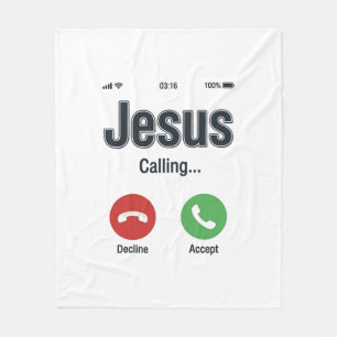 Jesus Calling Phone Screen Christian Shirt Design_ Fleece Blanket