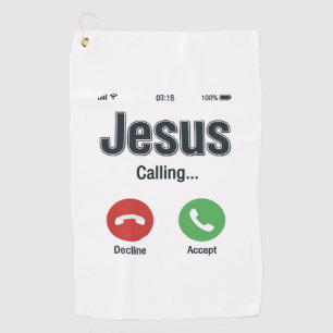 Jesus Calling Phone Screen Christian Shirt Design_ Golf Towel