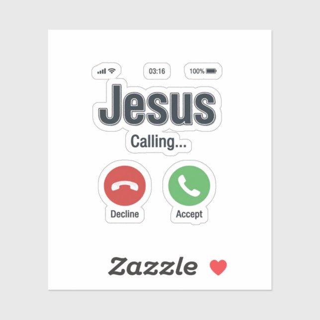 Jesus Calling Phone Screen Christian Shirt Design_ Sticker (Sheet)