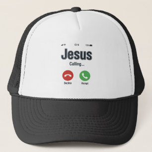 Jesus Calling Phone Screen Christian Shirt Design_ Trucker Hat