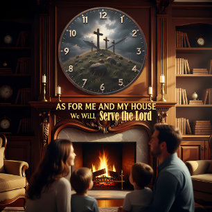 Jesus Calvary Hill Crosses Large Clock