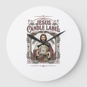 Jesus Candle Label Jesus Candle Christian Faith Vi Large Clock