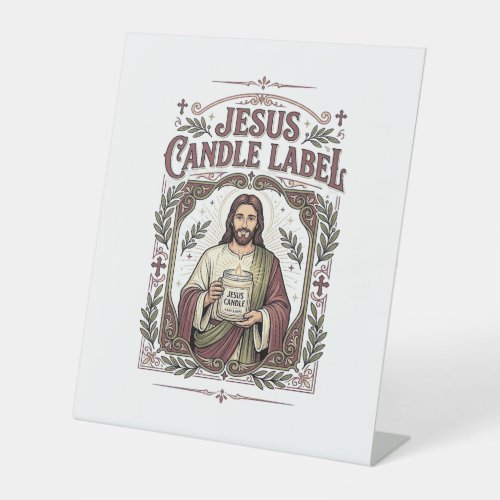 Jesus Candle Label Jesus Candle Christian Faith Vi Pedestal Sign
