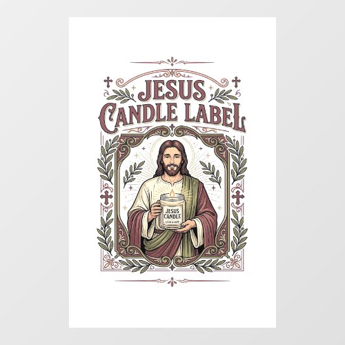 Jesus Candle Label Jesus Candle Christian Faith Vi Window Cling