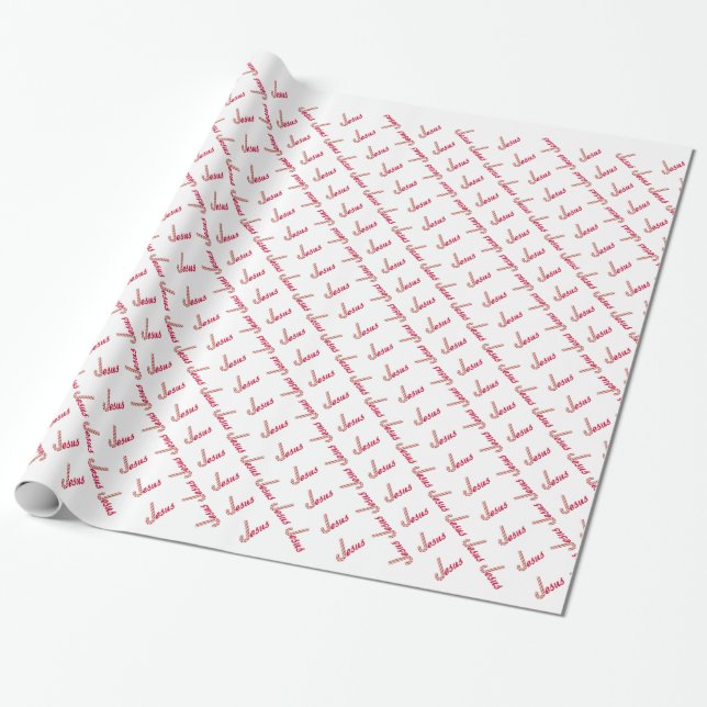 Jesus Candy Cane 2 Wrapping Paper (Unrolled)