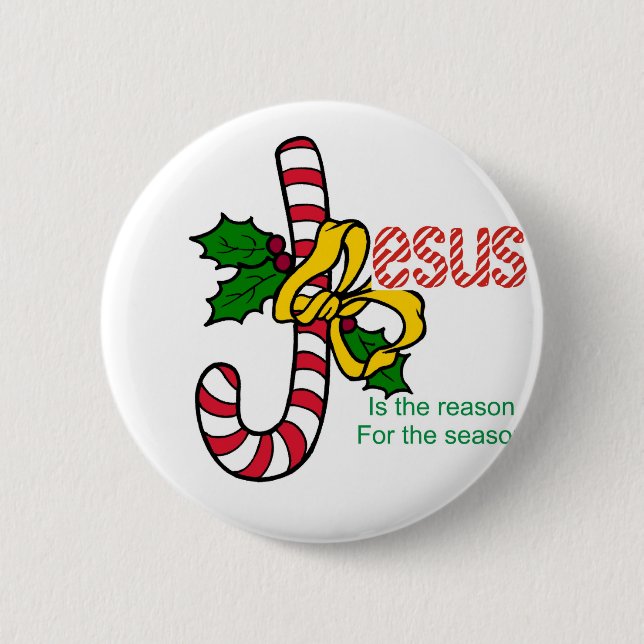 Jesus Candy Cane Pinback Button (Front)