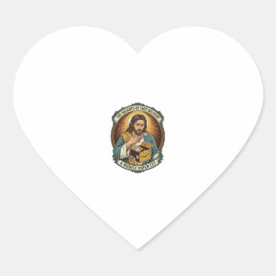 Jesus Cardboard Box Paper Cut Finger Pain Humor_1 Heart Sticker