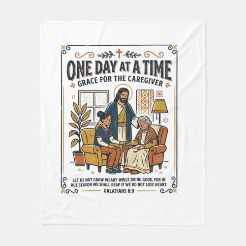 Jesus Caregiving Aging Parents Graphic Tee Christi Fleece Blanket