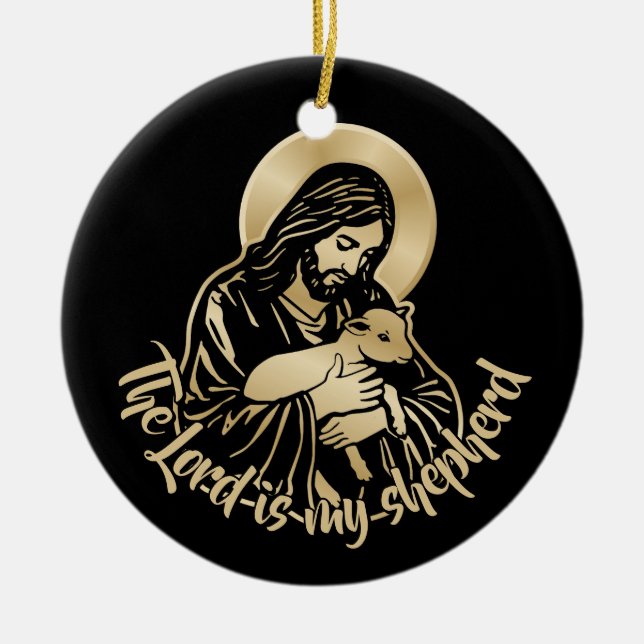 Jesus Caring Shepherd Ceramic Ornament (Front)