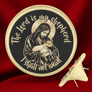 Jesus Caring Shepherd Gold Finish Lapel Pin