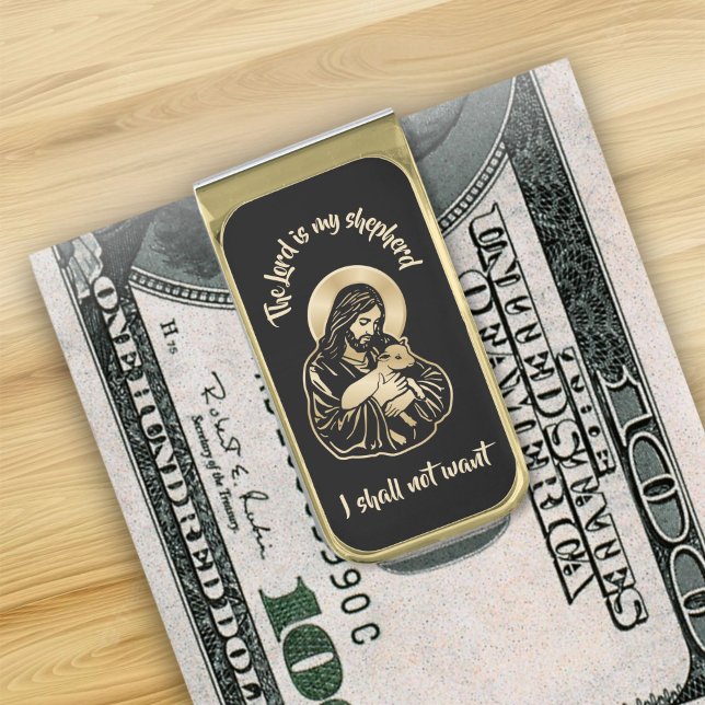 Jesus Caring Shepherd Gold Finish Money Clip (Creator Uploaded)