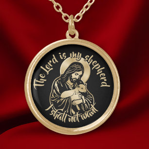 Jesus Caring Shepherd Gold Plated Necklace