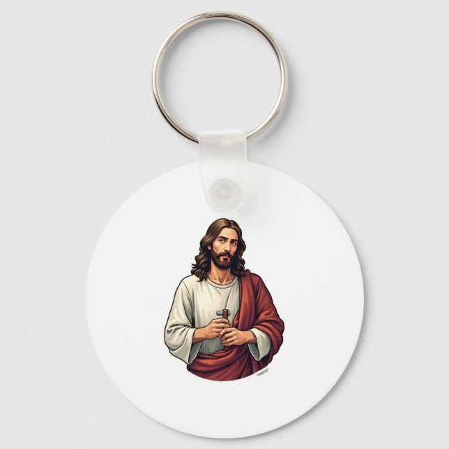 Jesus Carpenter Mark Vintage Engraving Tee 2 Keychain (Front)