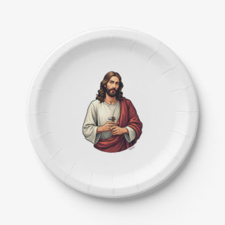 Jesus Carpenter Mark Vintage Engraving Tee 2 Paper Plates