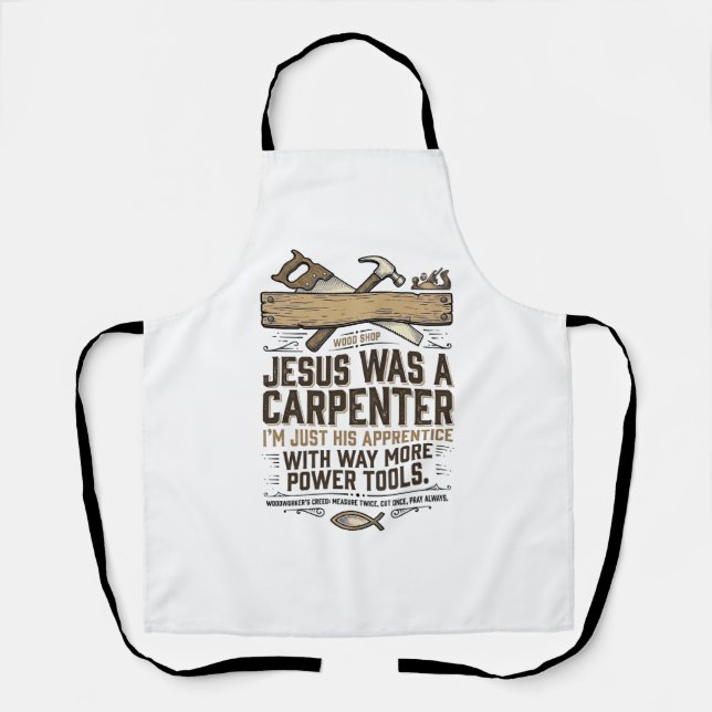 Jesus Carpenter Woodworker Apprentice Vintage Shir Apron (Front)