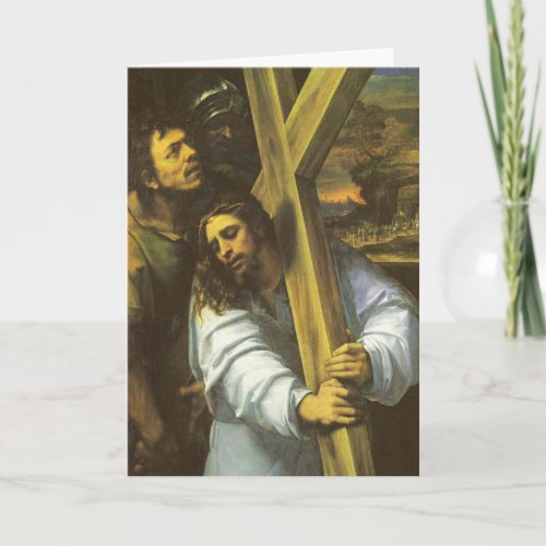 Jesus carries cross Greeting card