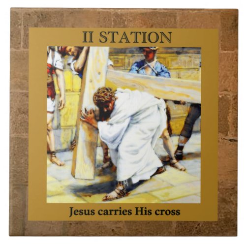 Jesus Carries His Cross Station 2 Tile