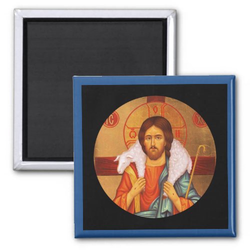 Jesus Carrying a Lost Lamb icon Magnet
