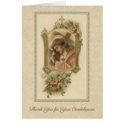 Jesus Carrying Cross Catholic Condolence Thank You (Front)