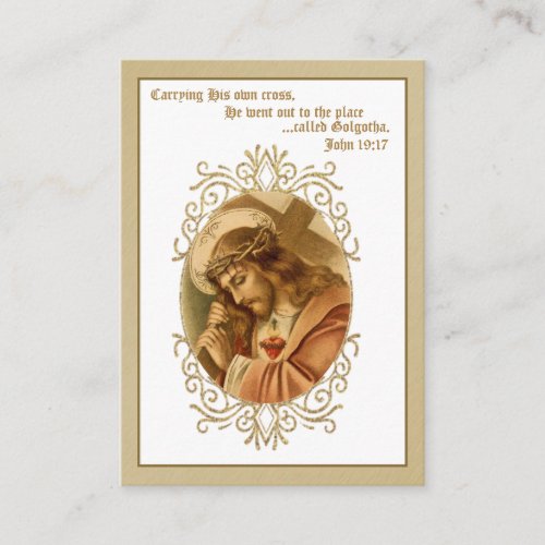 Jesus Carrying Cross Prayer Religious Holy Card