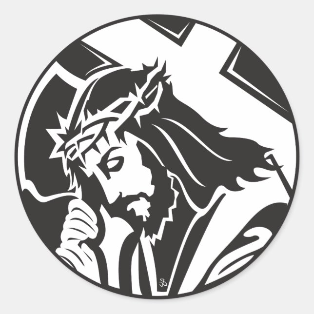 Jesus Carrying Cross Sticker (Front)