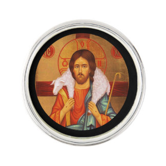 Jesus Carrying Lost Lamb on Shoulders Lapel Pin