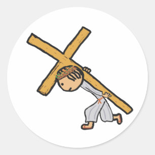 Jesus Carrying The Cross Classic Round Sticker