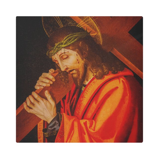 Jesus carrying the cross metal print (Front)
